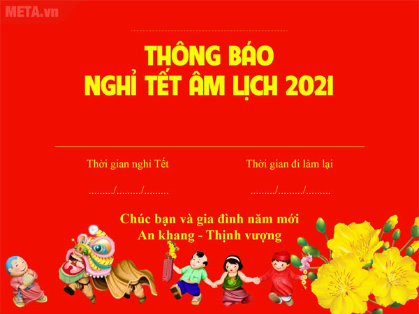 Thông báo lịch nghỉ Tết 7