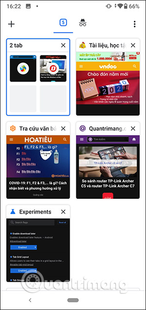 Các tab đã gộp
