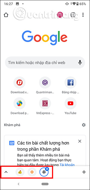 Điều hướng tab đã gộp