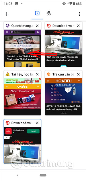 Nhóm các tab