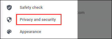 Bấm vào “Privacy and Security”