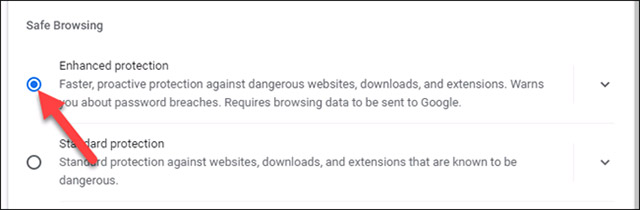 Bấm chọn “Enhanced Protection”