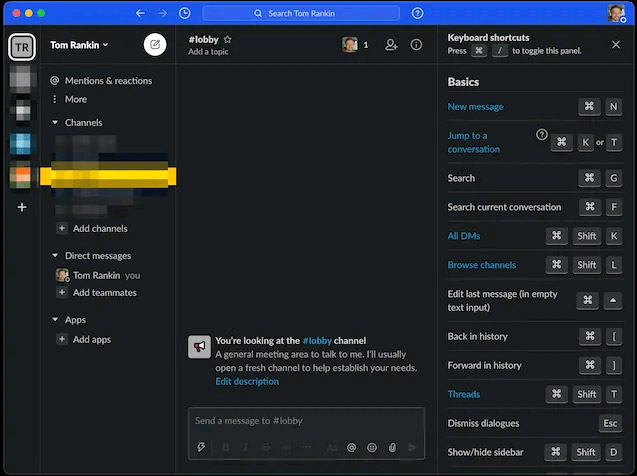 Các phím tắt không thể thay đổi