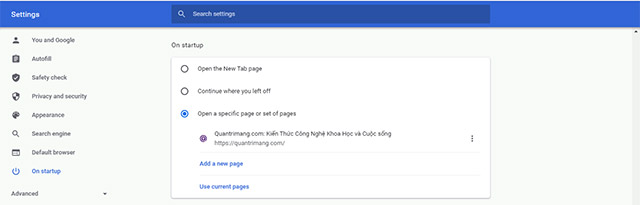 Cách đặt lại trang chủ cho trình duyệt Google Chrome, thay đổi trang khởi động Google Chrome