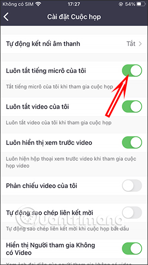 Bật tắt micro và camera