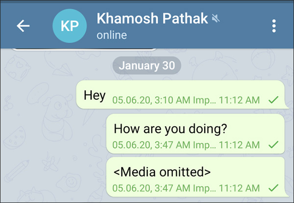 HIện tin nhắn đã nhập