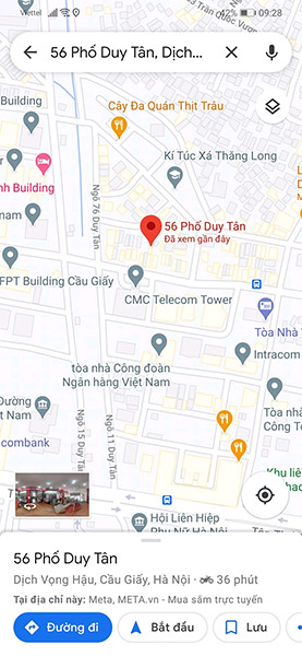 Nhấn vào “Đường đi”