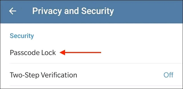 Bấm vào tùy chọn “Passcode Lock”