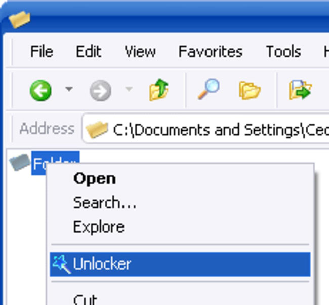 Unlocker xuất hiện trong menu chuột phải