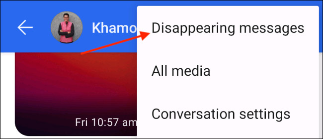 Bấm vào “Disappearing Messages”