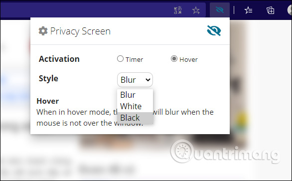 Làm mờ ngay trang web