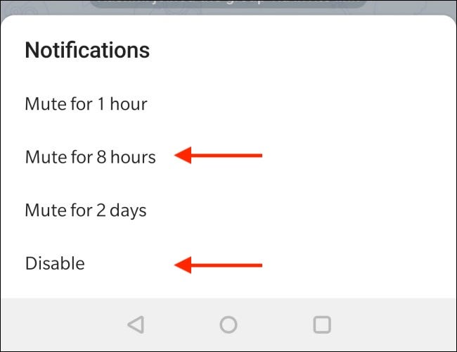 Set the interval to turn off notifications