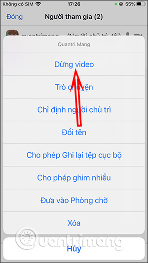 Dừng video