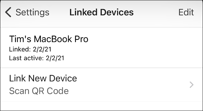 Danh sách thiết bị đã liên kết