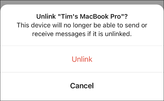 Nhấn vào nút “Unlink”