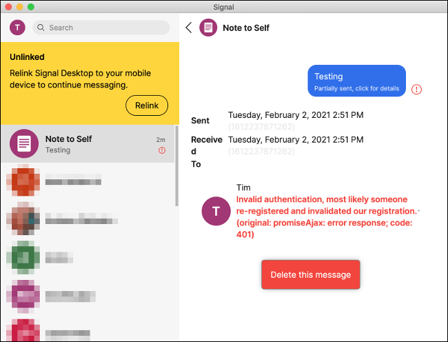 Cảnh báo từ Signal