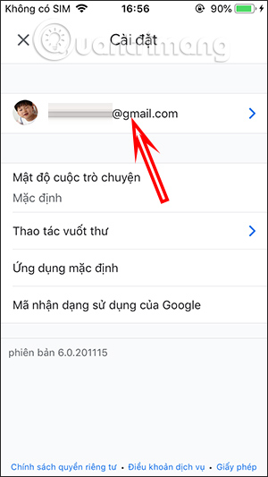 Chọn tài khoản Google