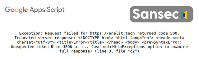 Lỗi hiển thị khi truy cập ứng dụng Google Apps Script tùy chỉnh của kẻ tấn công