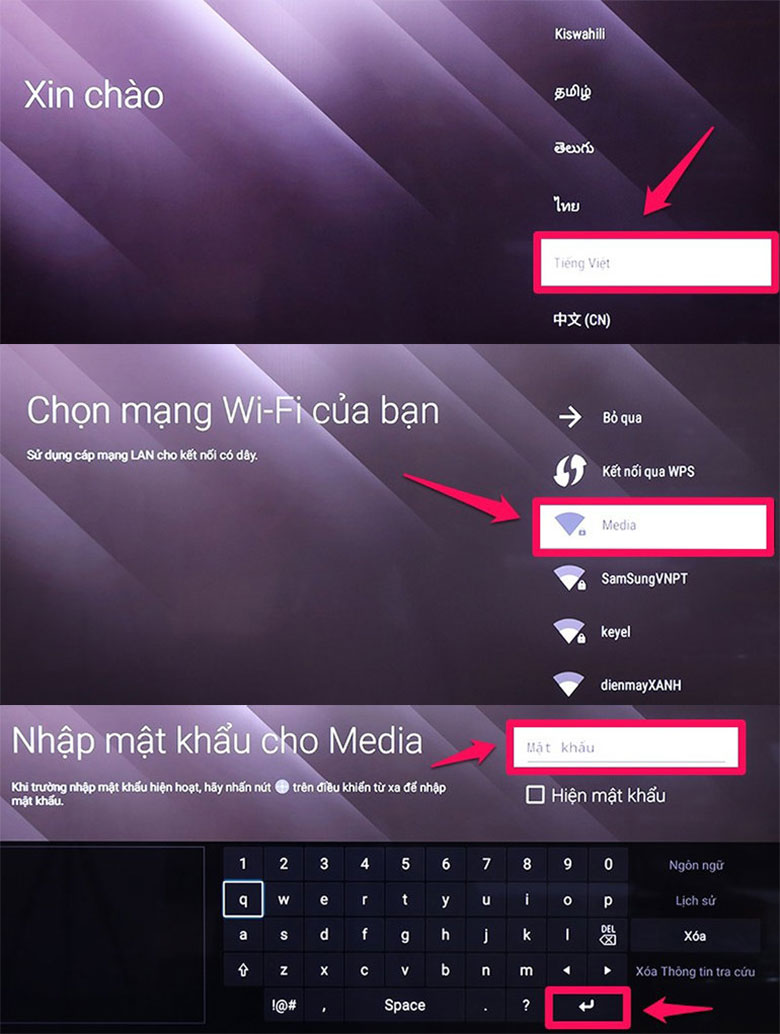 Chọn Ngôn ngữ, Wifi