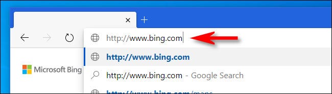 Nhập “bing.com”
