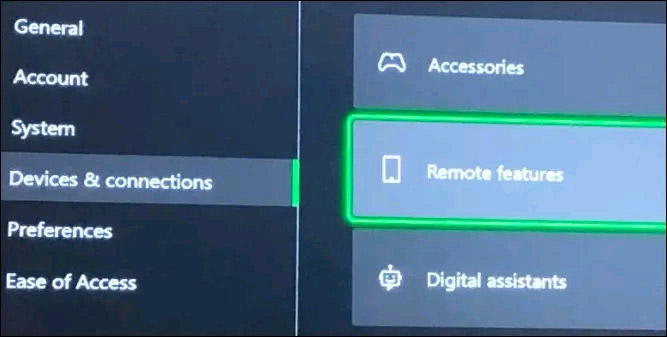 Bấm chọn mục "Remote Features"