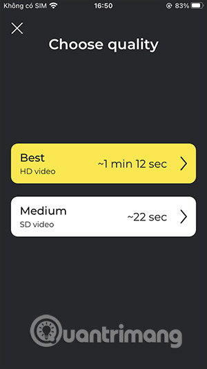 Chọn chất lượng video