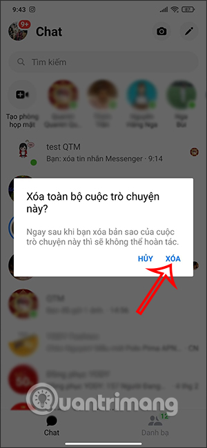 cách xoá nhóm mess