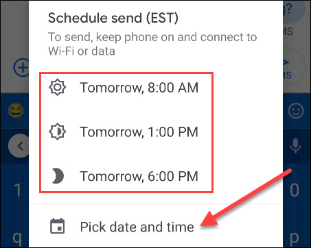 Click "Pick Date and Time"