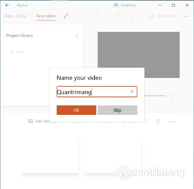 Đặt tên cho dự án trên Video Editor