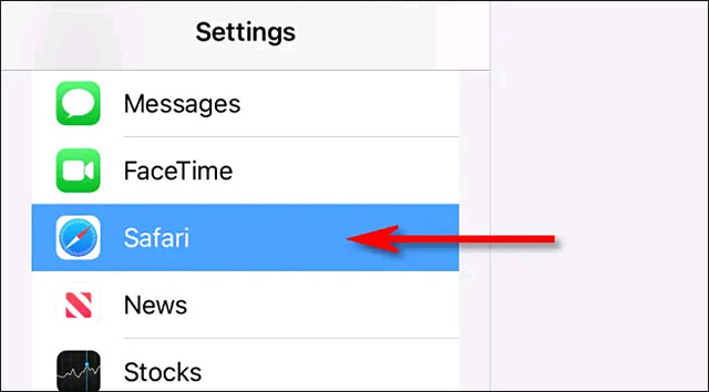 Nhấn vào “Safari”