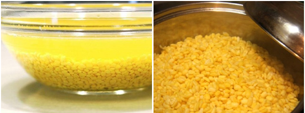 Bạn rửa đậu xanh và ngâm trong nước ấm khoảng 2 tiếng