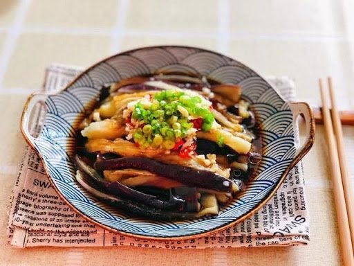 Cà tím luộc sốt tương chay