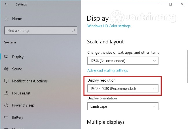 Windows 10 screen resolution settings