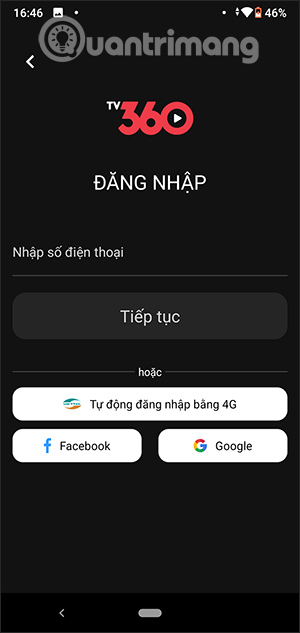 Chọn cách thức đăng nhập