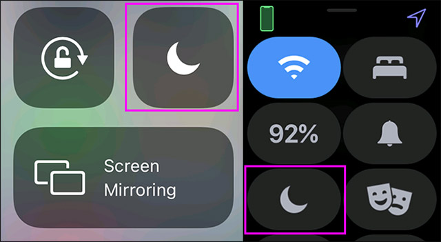 Biểu tượng Không làm phiền trên iPhone và Apple Watch.
