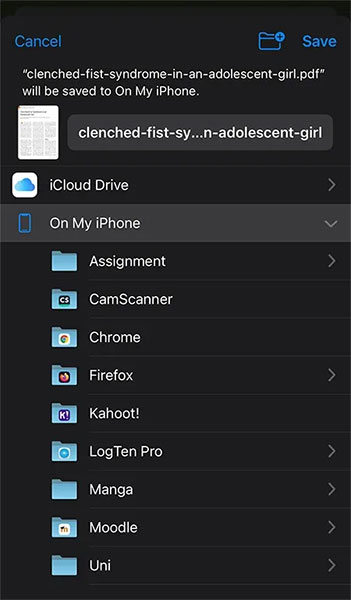 Files can be saved to iCloud