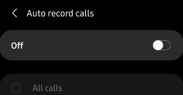 Turn on automatic call recording option 