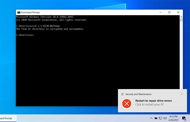 Truy cập đường dẫn khiến hệ thống báo lỗi ổ đĩa là bị hỏng