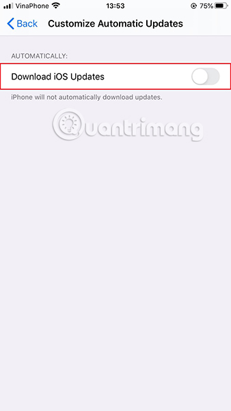 Gạt nút để bật tắt tính năng tự động cập nhật phần mềm