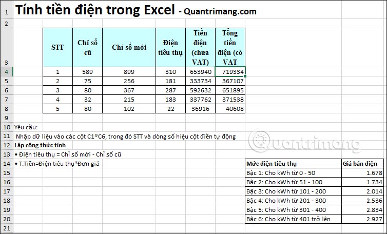 Tính tiền điện cho phòng khách sạn là một công việc mệt nhọc? Không nữa rồi! Với công thức tính giá phòng của Excel, bạn có thể tính tiền điện một cách dễ dàng và chính xác hơn bao giờ hết. Hãy xem hình ảnh để biết thêm chi tiết.