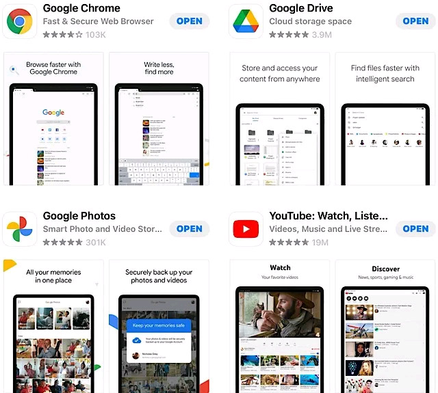 Một số ứng dụng phổ biến của Google trên iOS