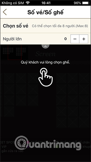 Cách đặt vé xem phim trực tuyến trên Lotte Cinema 9 Chọn số lượng vé
