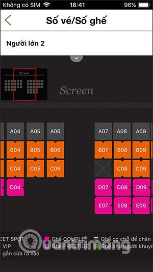 Cách đặt vé xem phim trực tuyến trên Lotte Cinema 10 Chọn ghế xem phim