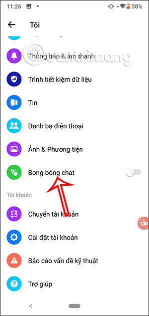 Cách bật, tắt bong bóng chat trên Messenger