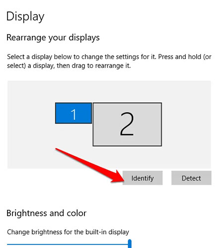 Windows sẽ hiển thị số 1 và số 2 trên mỗi màn hình để giúp bạn phân biệt