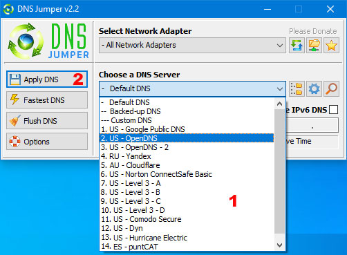 DNS Jumper là ứng dụng giúp sửa đổi cài đặt DNS