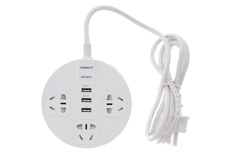 Ổ cắm điện 3 lỗ 3 USB 1.8m Pisen KY-33