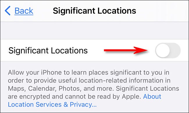 Tap the switch next to the “Significant Locations” option