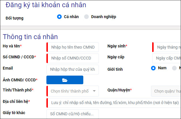 Đăng ký cá nhân