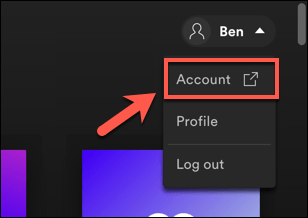 Choose an option "Account"